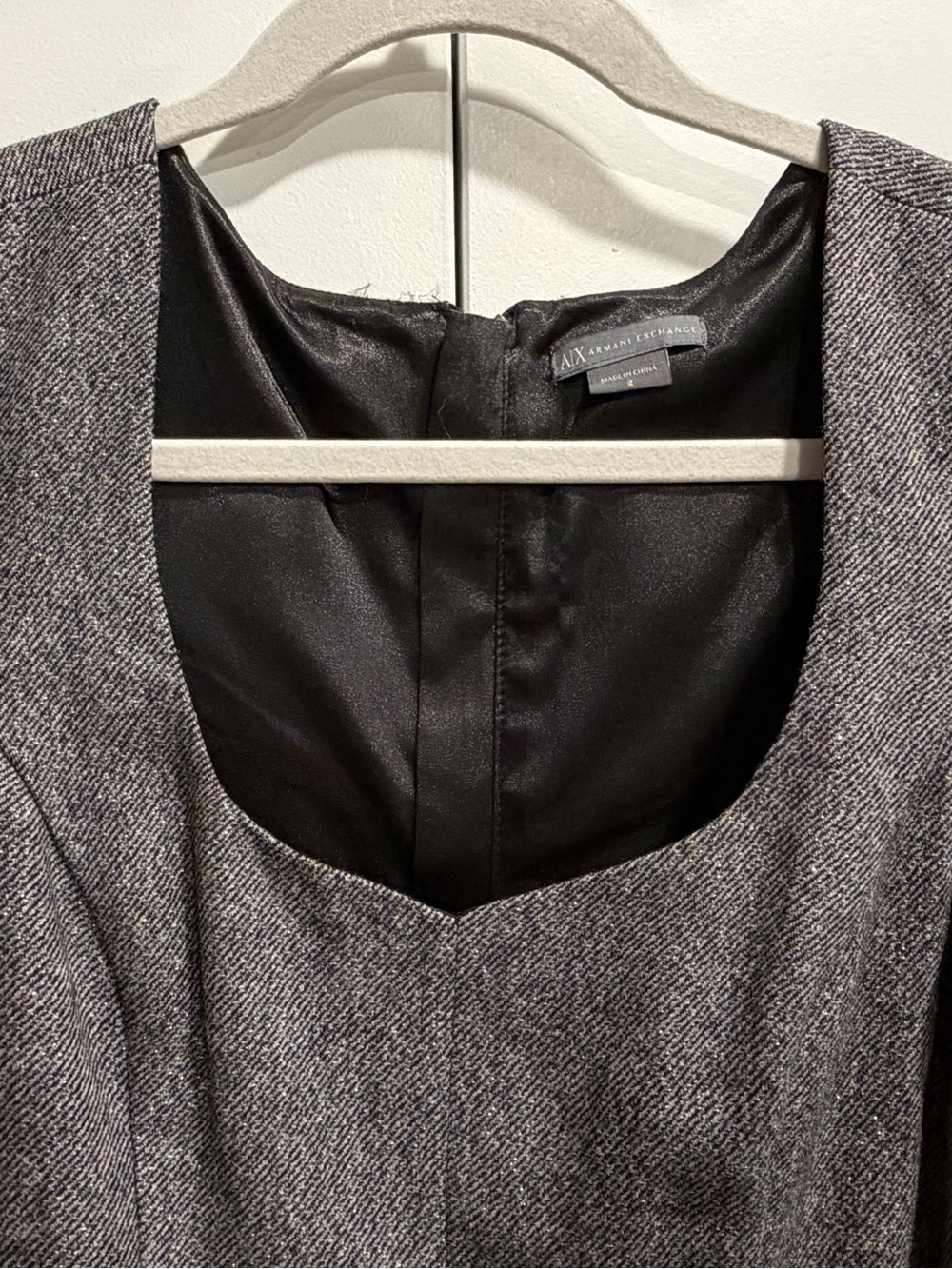 Armani Exchange Black Label Satin Neckline